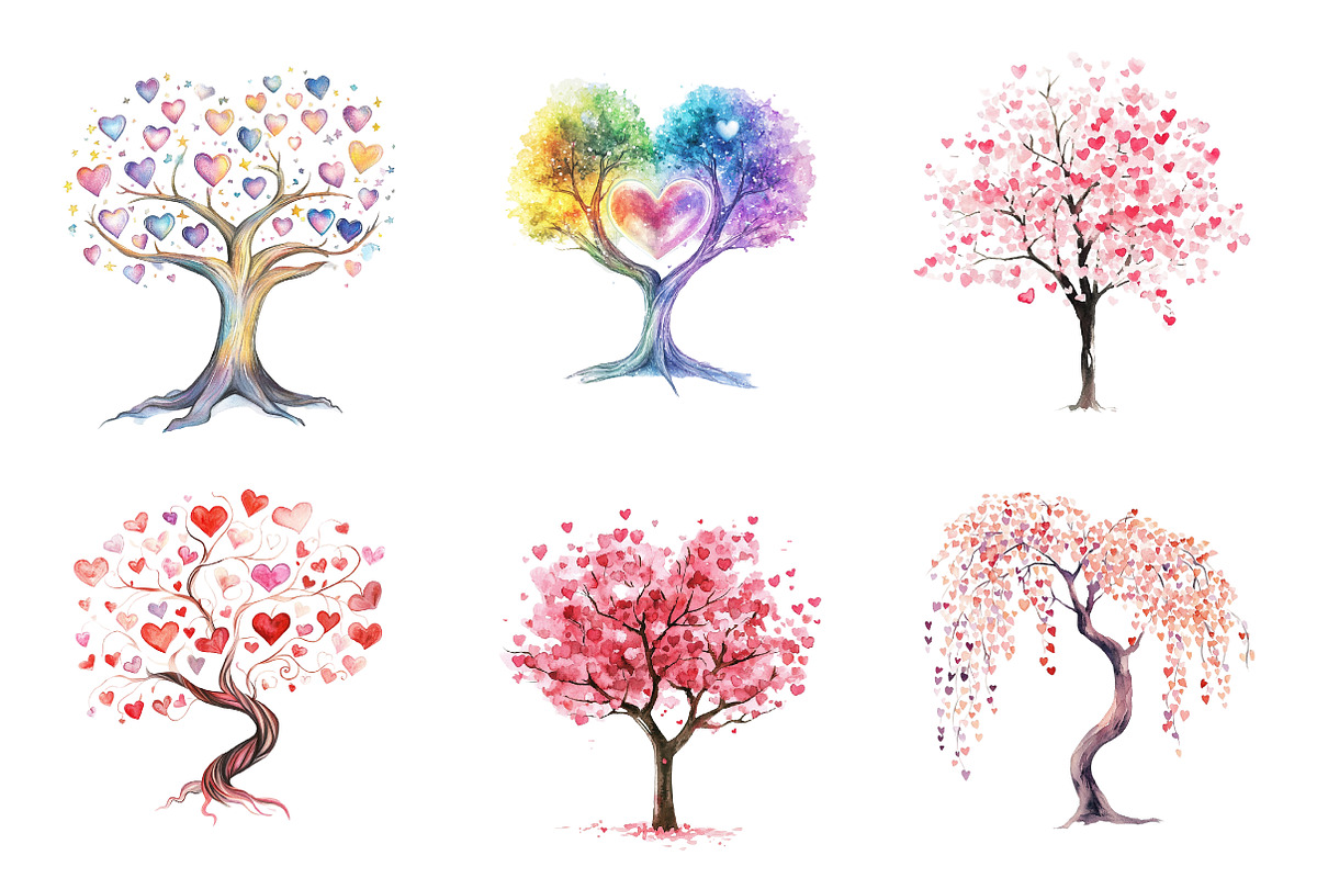 Spring Hearts Tree Clipart, an Illustration by CreationArt (Photo 2 of 5)