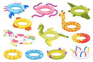 Inflatable swim pool ring set, an Object Illustration by the8monkey