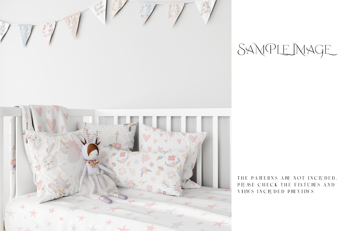 Baby Crib Duvet & Pillows Mockup, a Household Mockup by mock-ups (Photo 11 of 13)