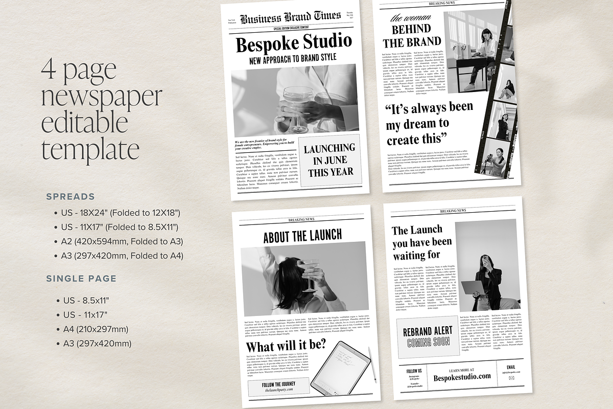 Editable Newspaper Template Canva
