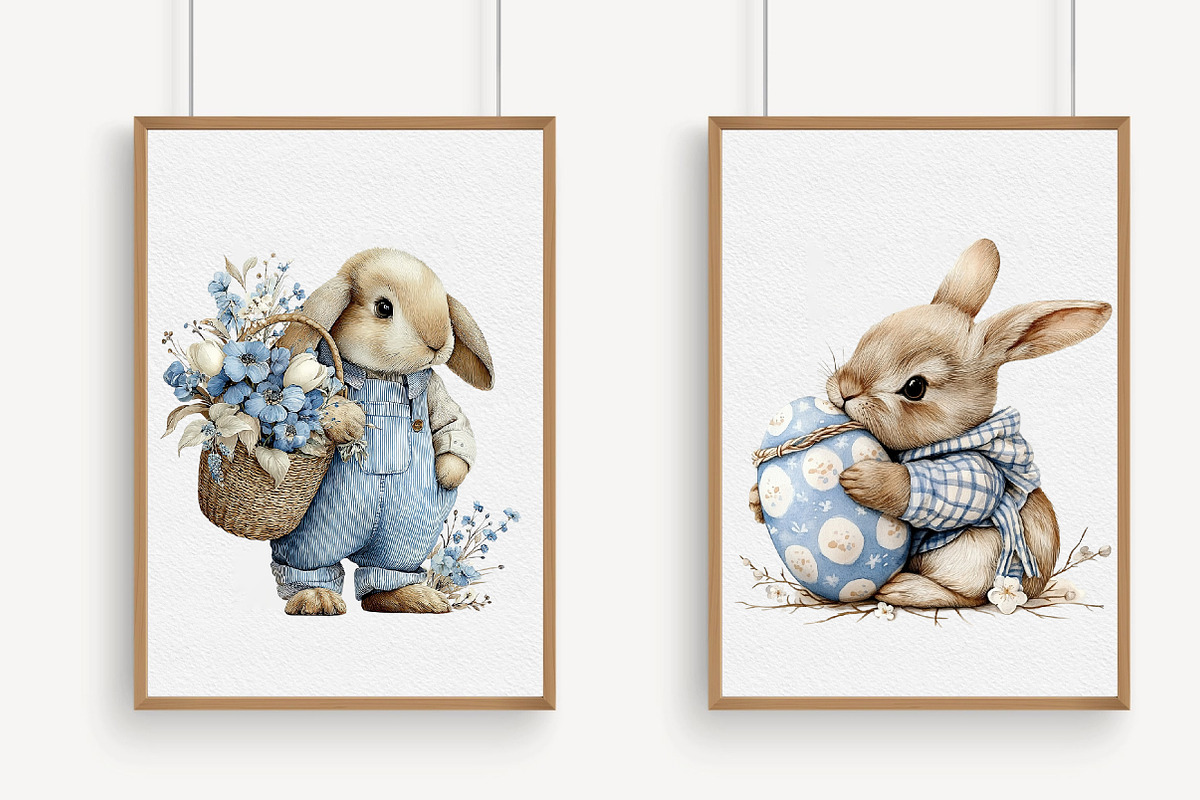 Watercolor Spring Rabbit Clipart, an Illustration by Libby Wishes (Photo 3 of 8)