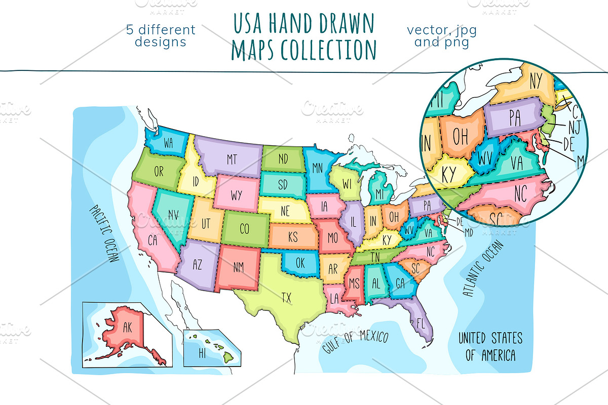 US maps collection, an Education Illustration by Illustrationsforteachers (Photo 2 of 7)