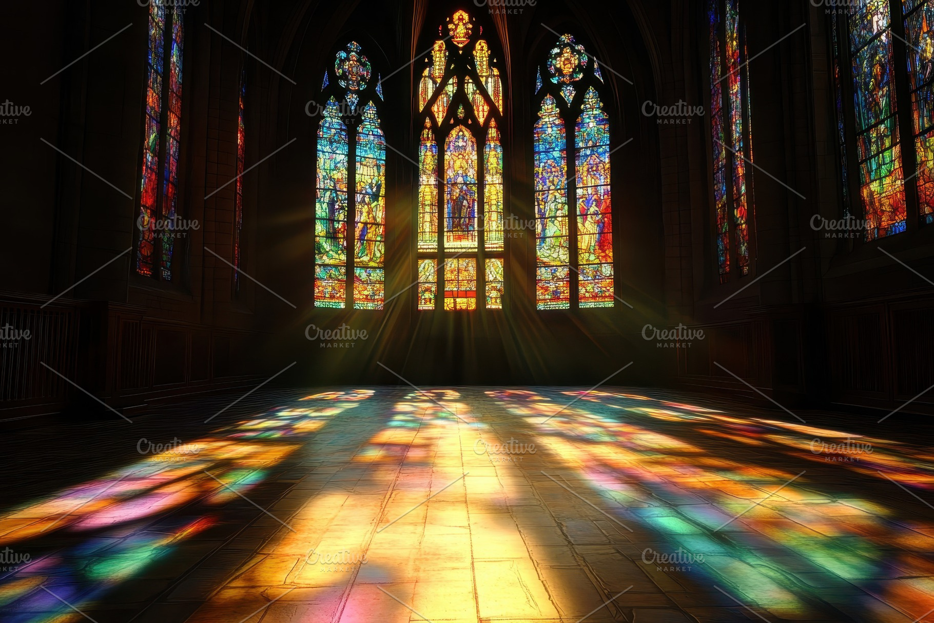 A church with stained glass windows, a Wallpaper Photo by Pavel_design