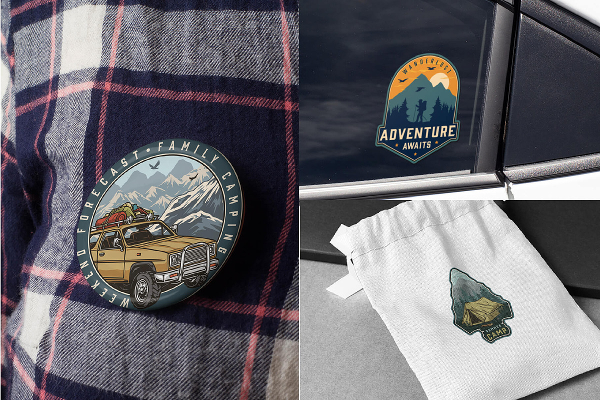 64 Retro Camping badges, a Branding & Logo Template by DGIM studio (Photo 6 of 7)