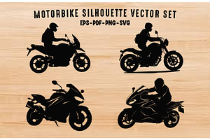 Motorbike Rider Silhouette SVG Set, a Transportation Illustration by Gfx Expert Team