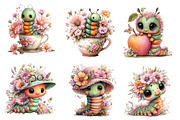Whimsical Caterpillar Clipart Bundle, an Illustration by Designworld (Thumbnail 3 of 5)