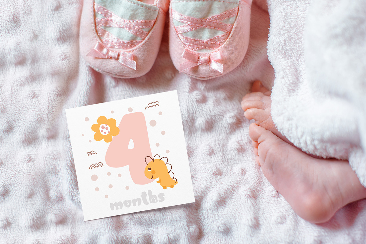 Baby Milestone Dino Girl Cards, an Object Graphic by Happy Letters (Photo 4 of 5)