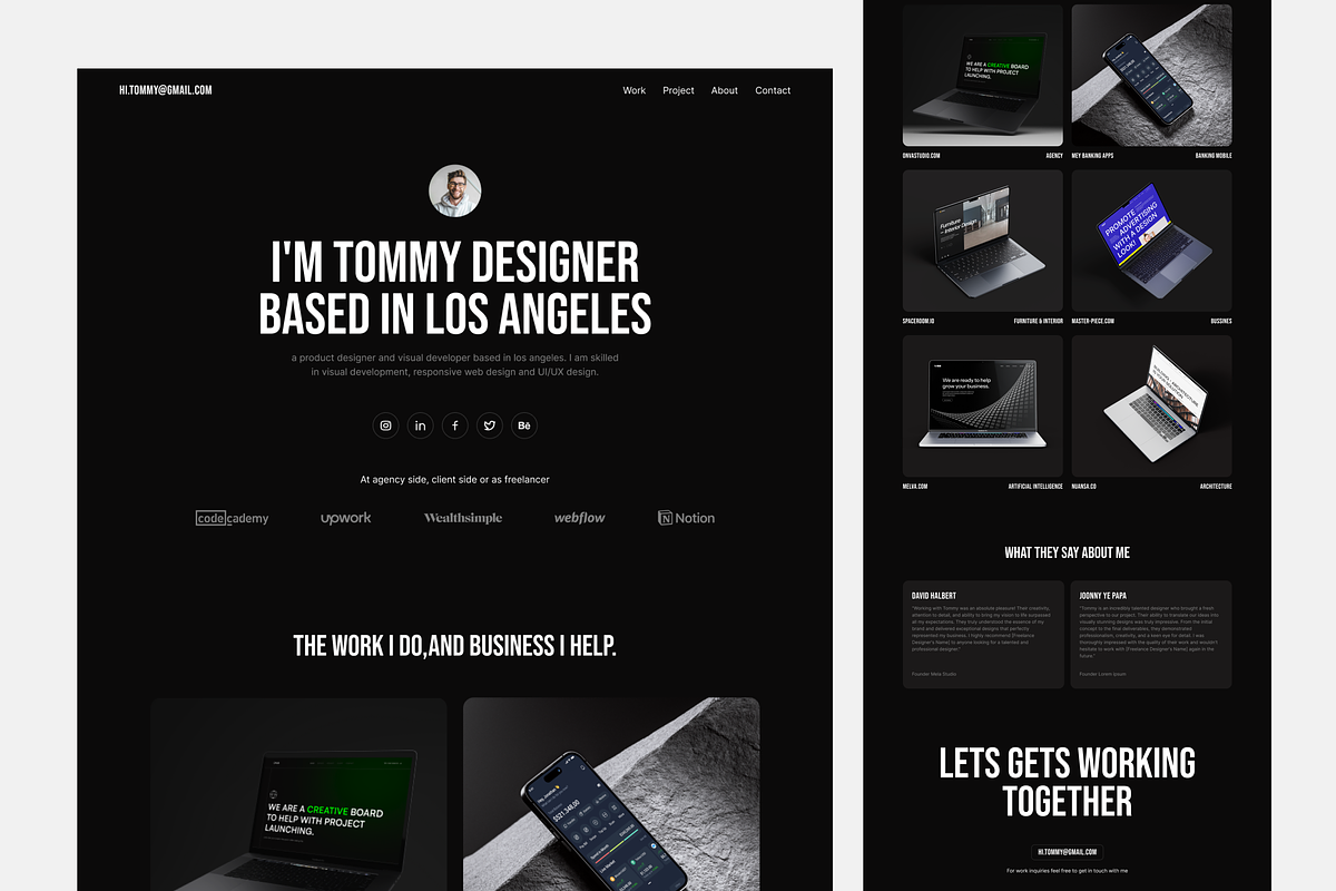 Tommy - Personal Portfolio Website, a Landing Page Template by SundayWorkTeam (Photo 2 of 4)