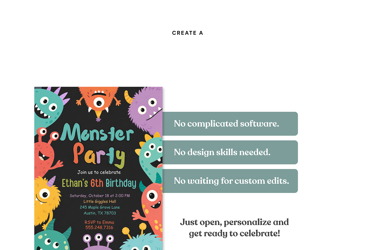 Monster Birthday Party Invitation, an Invitation Template by heynomi (Photo 15 of 19)