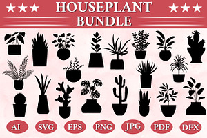 Houseplant Silhouettes Vector Bundle