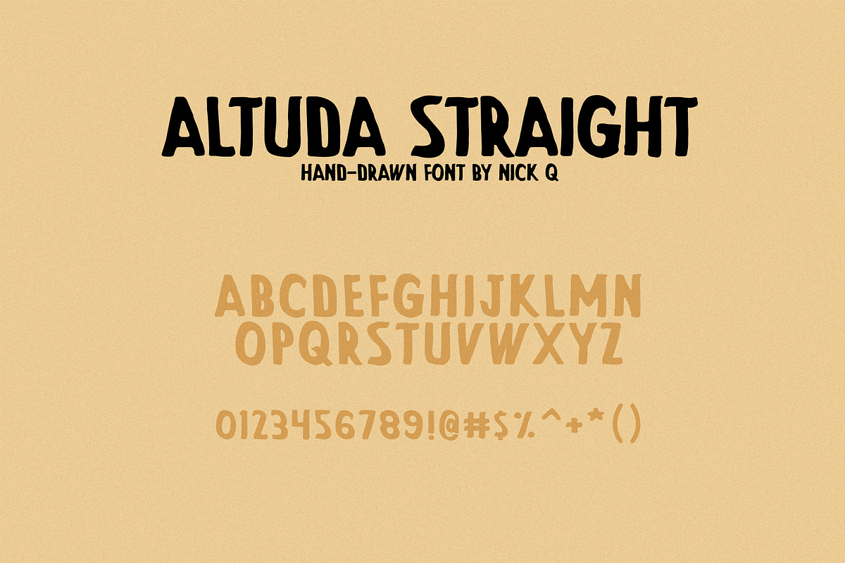 Altuda Straight Hand Drawn Font, a Font by nickqtx (Photo 2 of 3)