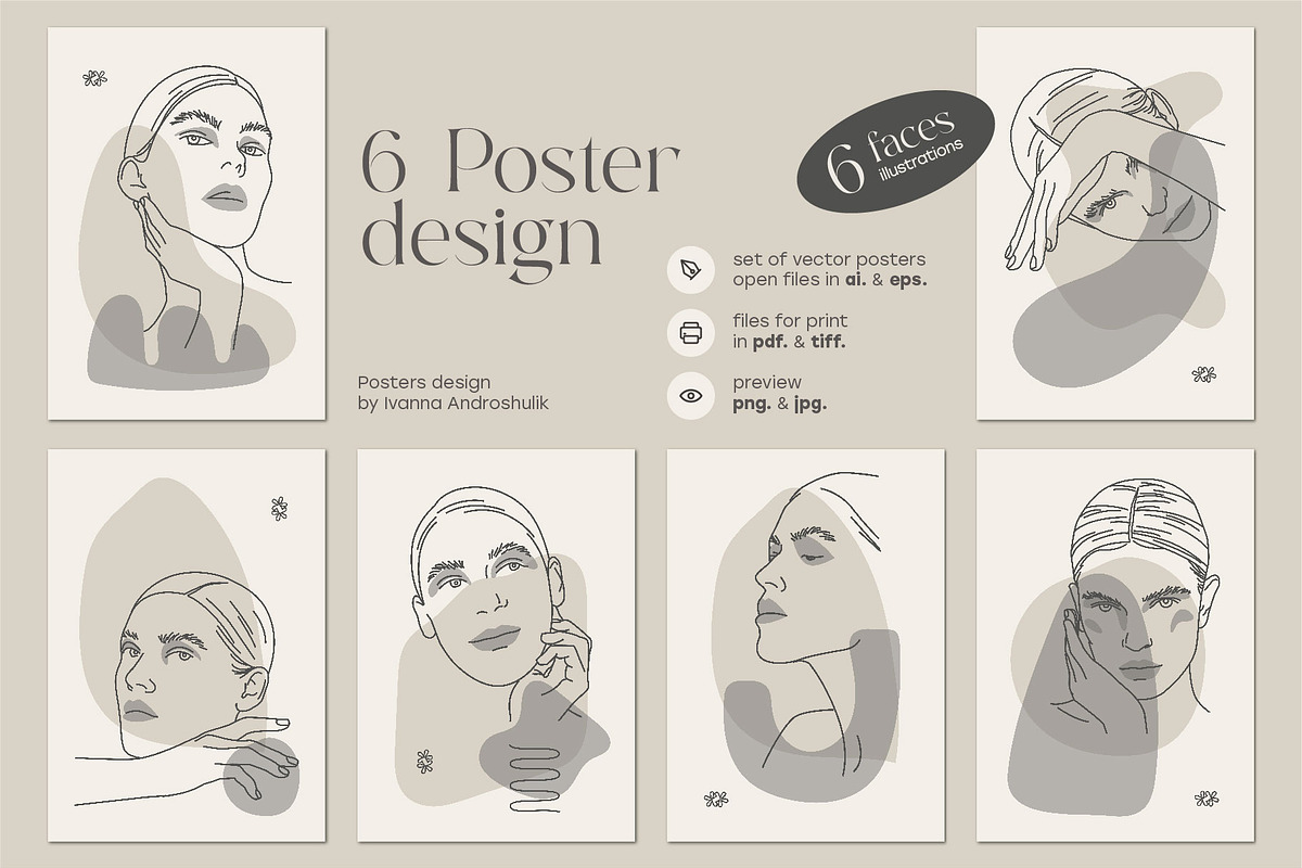Posters - Line Art Boho Female, a Poster Template by line & plane (Photo 1 of 10)
