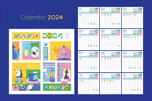 calendar 2024 colourful templates