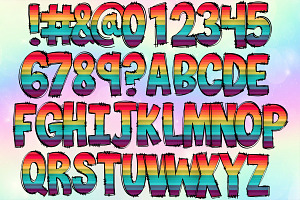 Rainbow Color Alphabet & Numbers PNG