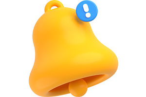 3d Yellow Bell With Exclamation