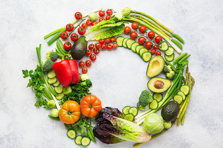 Fresh raw ingredients for salad stock photo containing salad and vegetables