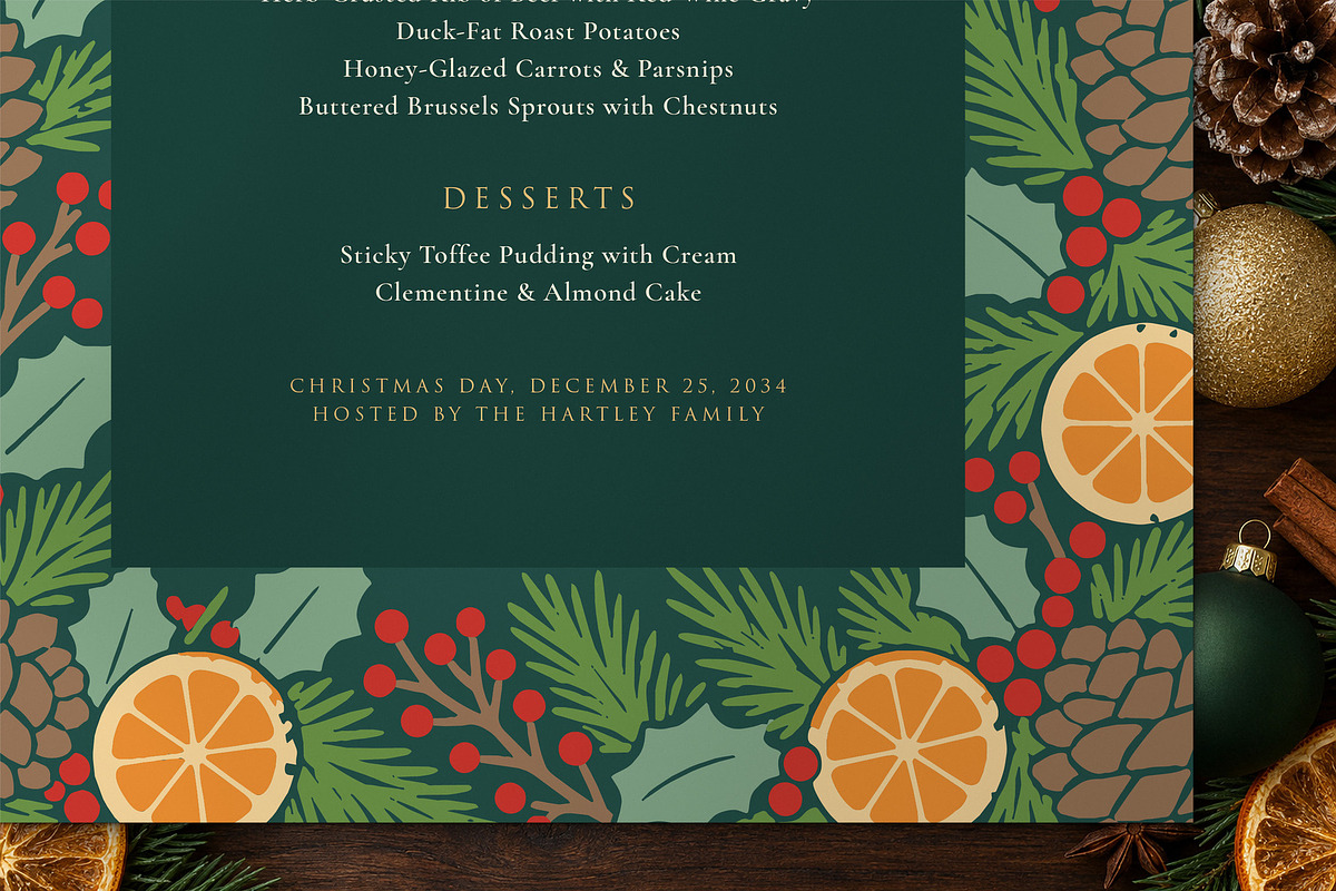 Evergreen Christmas Dinner Menu, a Flyer Template by BrandPacks (Photo 5 of 6)