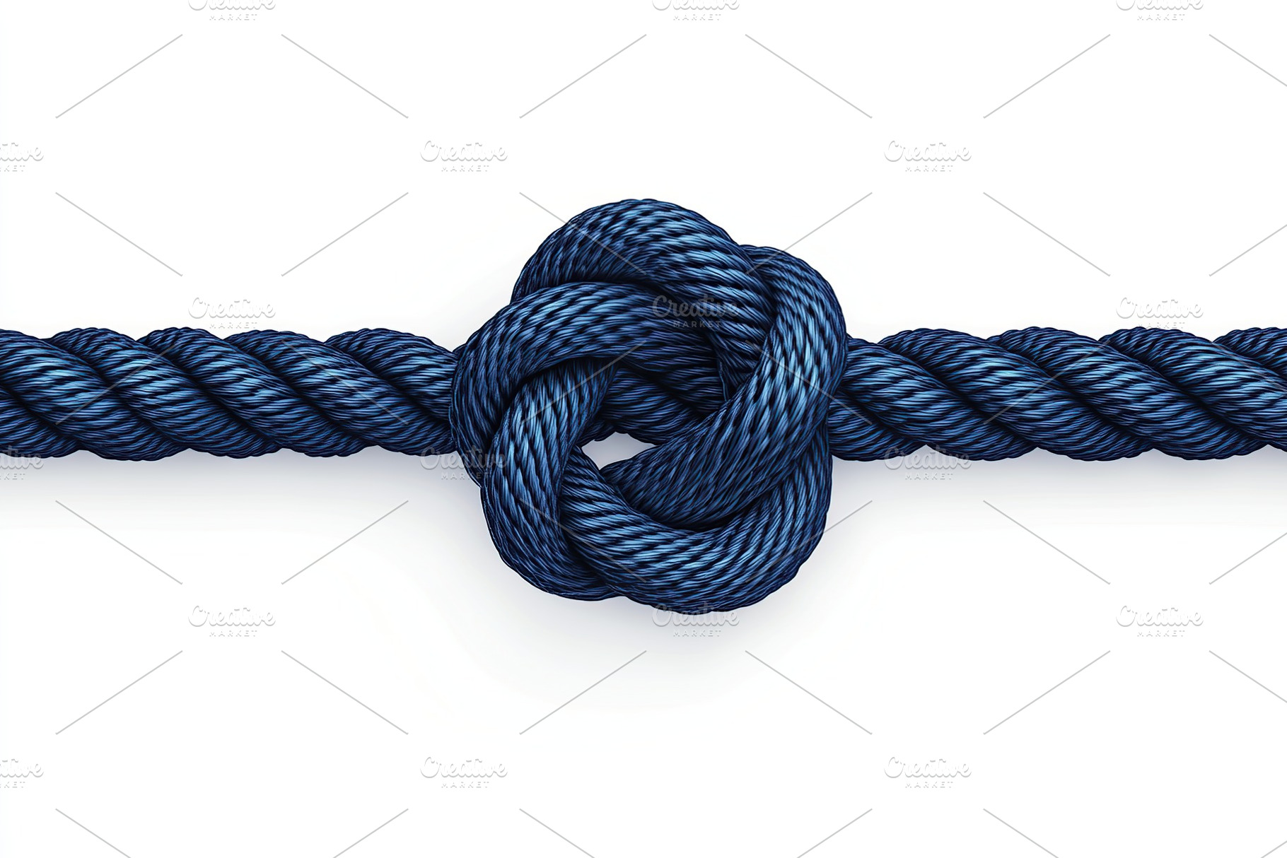 Blue rope with sea knot on white background, a Photo by AlyaAnd