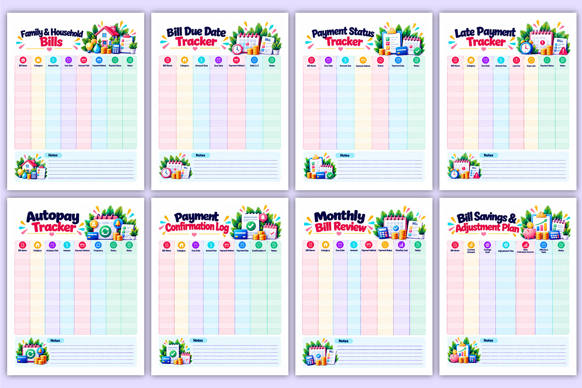 Bill Payment Tracker | Monthly Bills, a Stationery Template by Mustafiz (Photo 4 of 4)