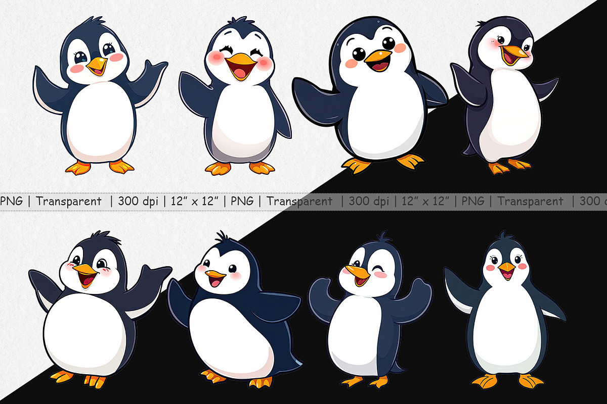 Cheerful Penguin Clipart, a Graphic by Artnoy (Photo 2 of 5)