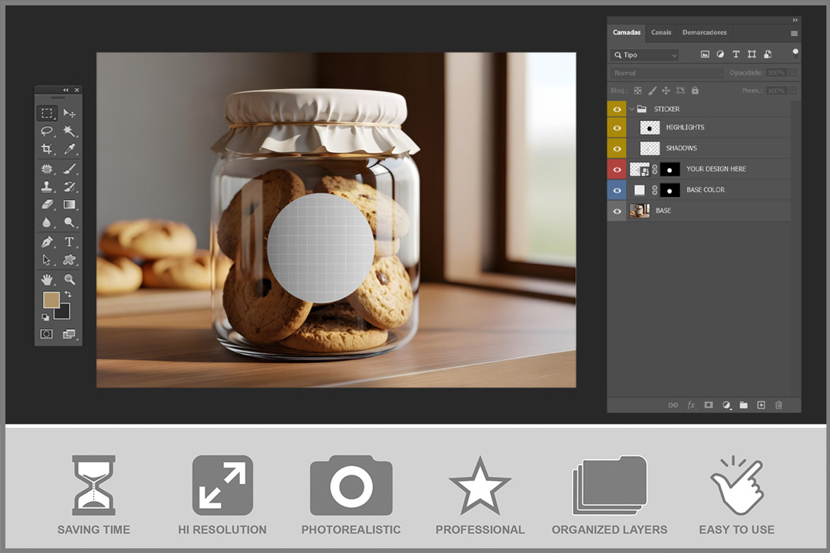 Bakery Sticker On Glass Jar Mock PSD, a Product Mockup by Bruno's Shop (Photo 3 of 4)