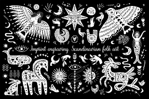 Scandinavian Folk Art. Engraving