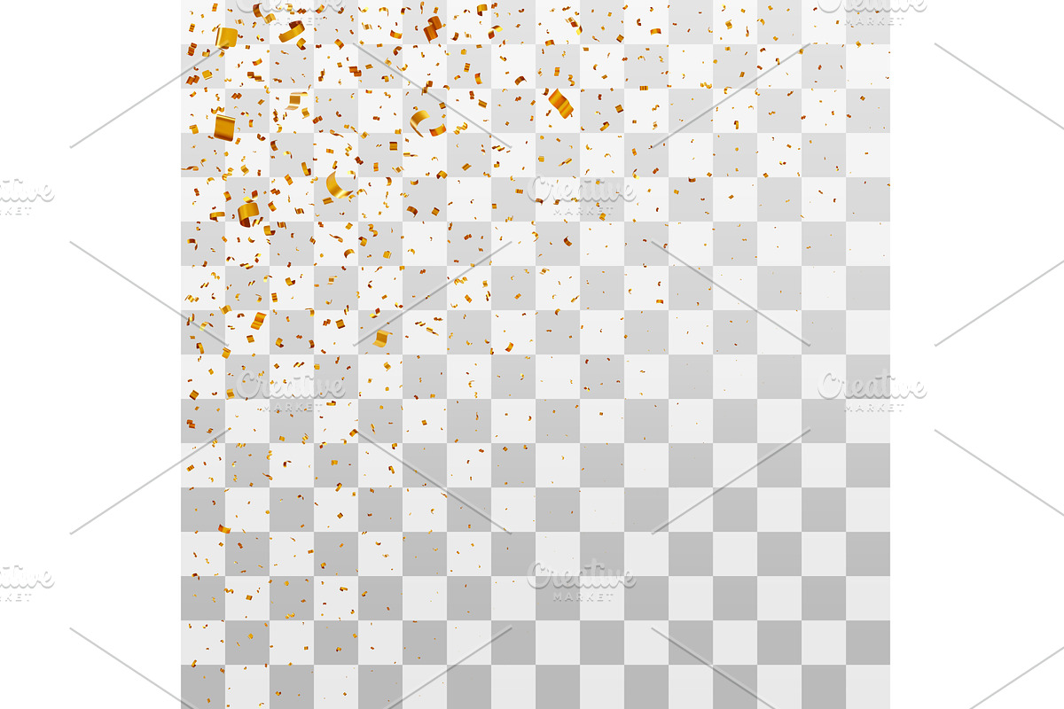 3D Golden confetti falling from, an Object Illustration by Abscent