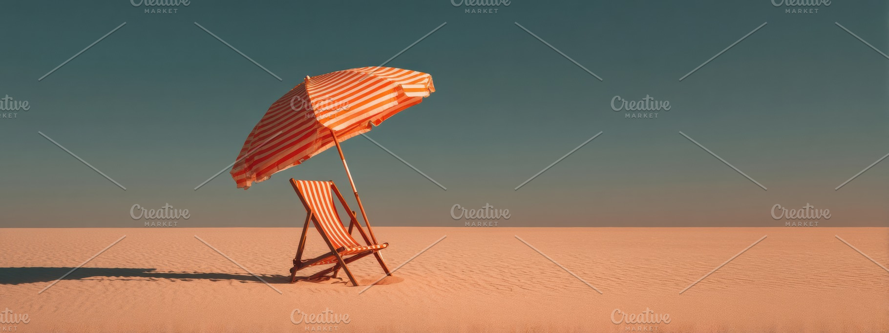 Deserted Beach Umbrella and Chair, a Holiday Photo by Virgo Studio