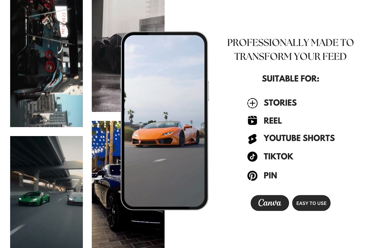100 Pre-Made Luxury Car Reels Bundle, a Social Media Template by Studioxhq (Photo 2 of 5)