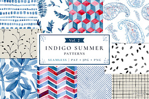 Watercolor Indigo Summer Pattern V.2