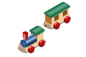 Wooden toy train isolated on white, a Transportation Illustration by piter.goskov