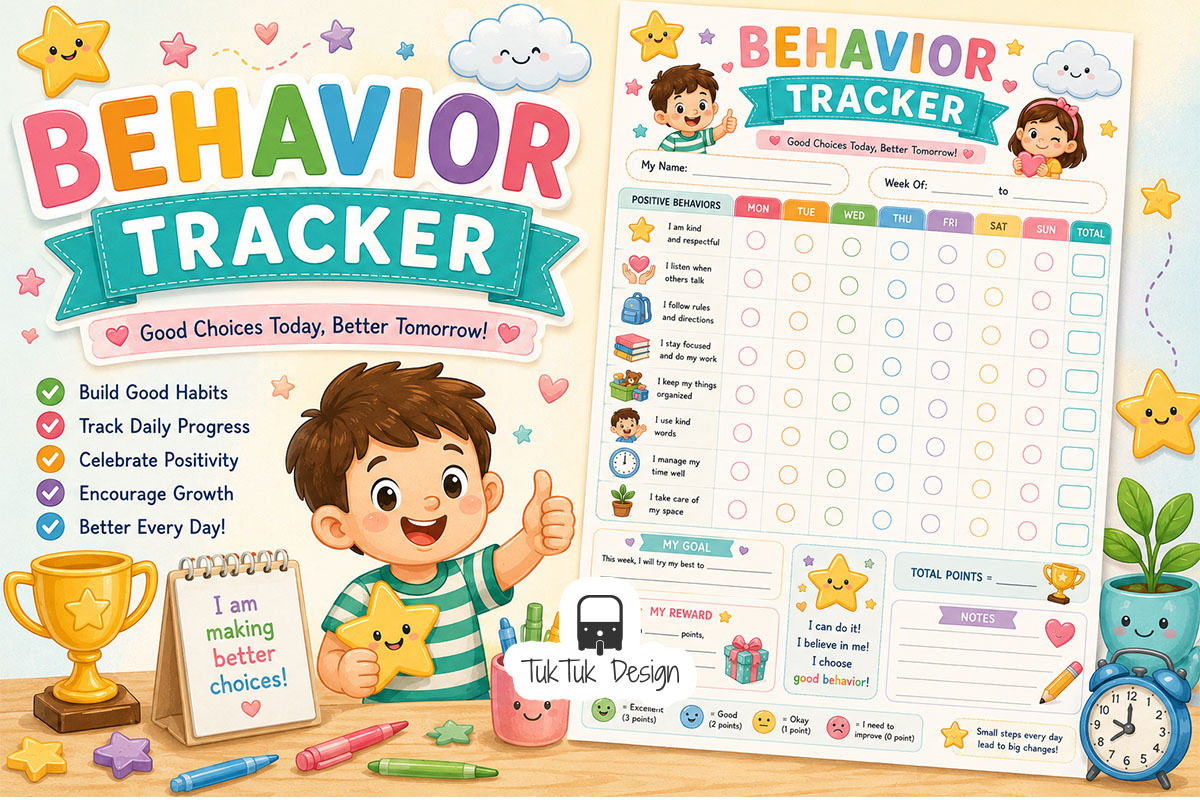 15 Kids Planners Printable Bundle, an Education Illustration by TukTuk Design (Photo 5 of 17)