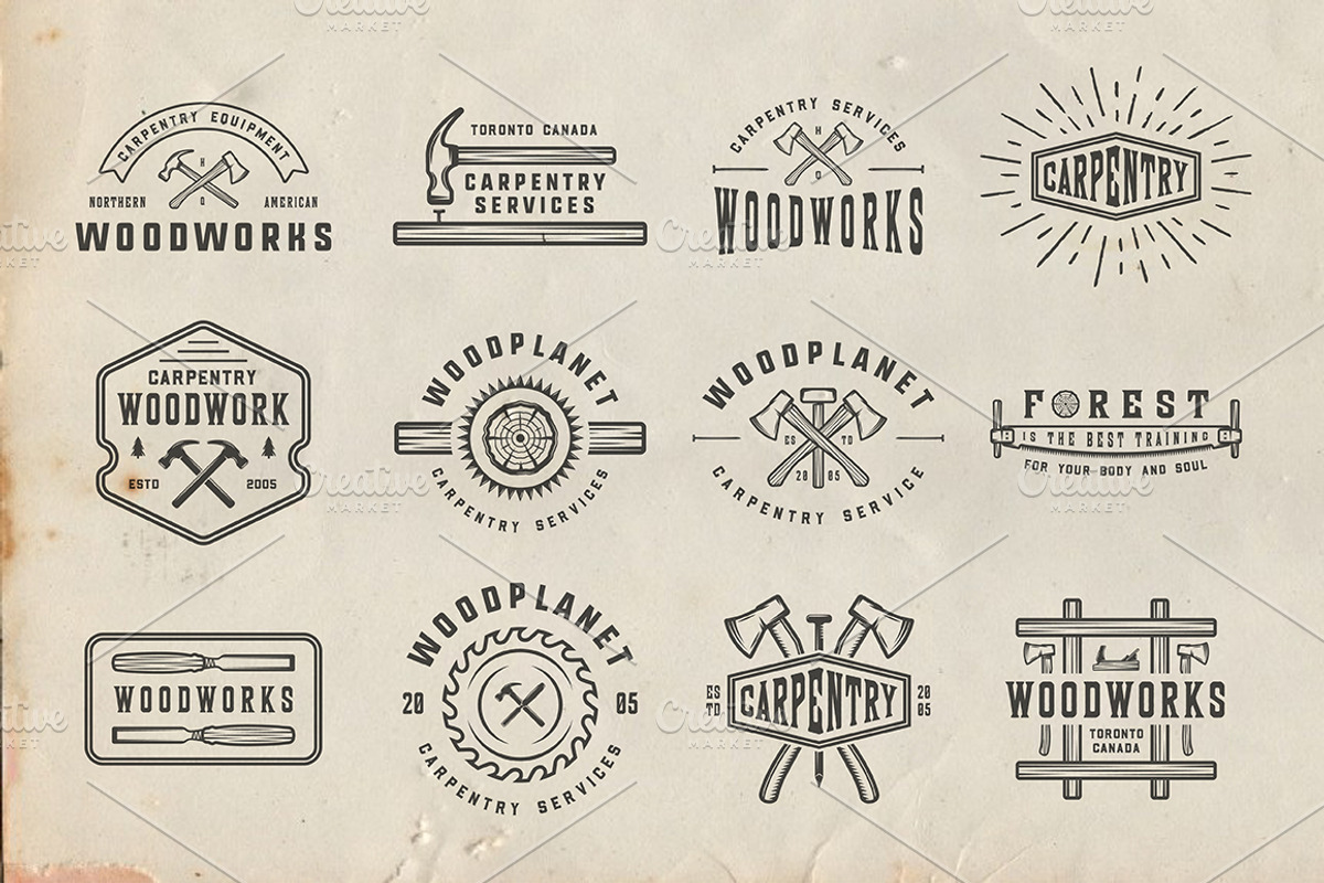 Vintage Carpentry Emblems part 3, a Branding & Logo Template by AkimD (Photo 5 of 7)