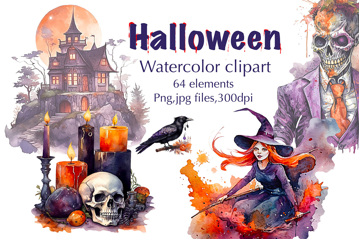 Halloween, big holiday set., an Object Illustration by AkvarelRiver (Photo 1 of 10)