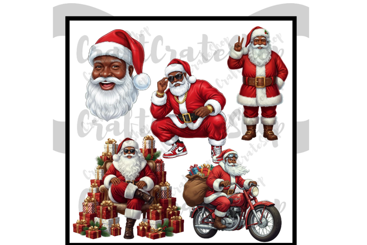 Black Santa Claus Clipart, an Illustration by CraftCrateShop (Photo 3 of 7)