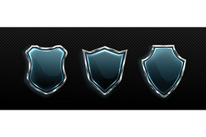 Set of 3D glass shields on, an Object Illustration by art PVP - market