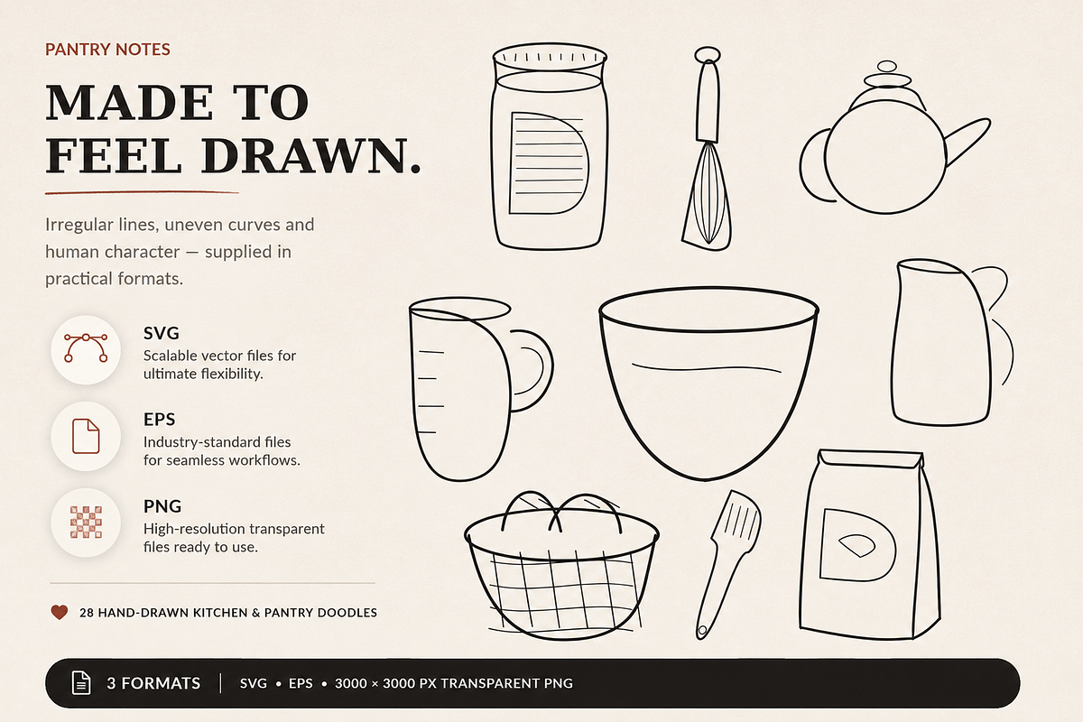 28 Hand-Drawn Kitchen Doodles, a Food Illustration by Designs24hr (Photo 8 of 9)