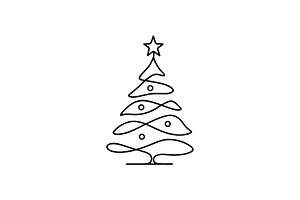 Continuous Line Christmas Tree, a Branding & Logo Template by Vectorium Studio