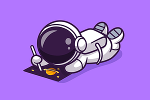 Cute Astronaut Drawing Planet