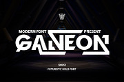 Ganeon Modern Futuristic Bold Font, a Sans Serif Font by WhymoreArt (Thumbnail 1 of 8)