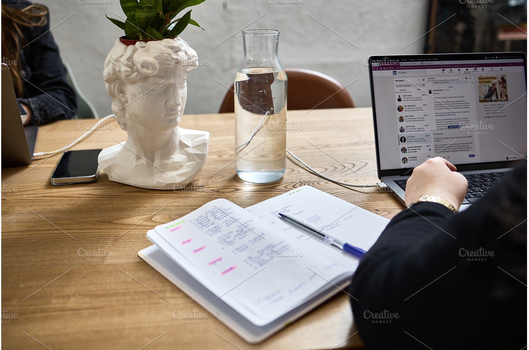 Workspace with Decorative Bust, a Technology Photo by wip3out