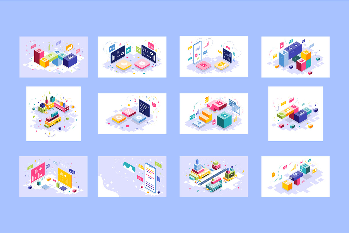 isometric business vector bundle, an Object Illustration by foxndeer (Photo 3 of 4)