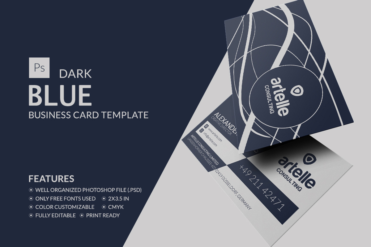Dark Blue Business Card, a Business Card Template by Marvel (Photo 1 of 6)