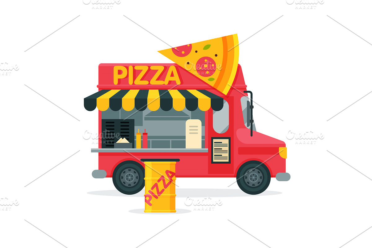 Pizza Food Truck, Street Meal Van, a Food Illustration by TopVectors