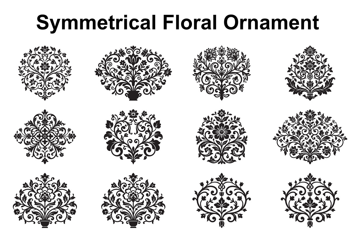 Elegant Symmetrical Floral Motifs, an Object Graphic by Creativeshirt (Photo 1 of 3)