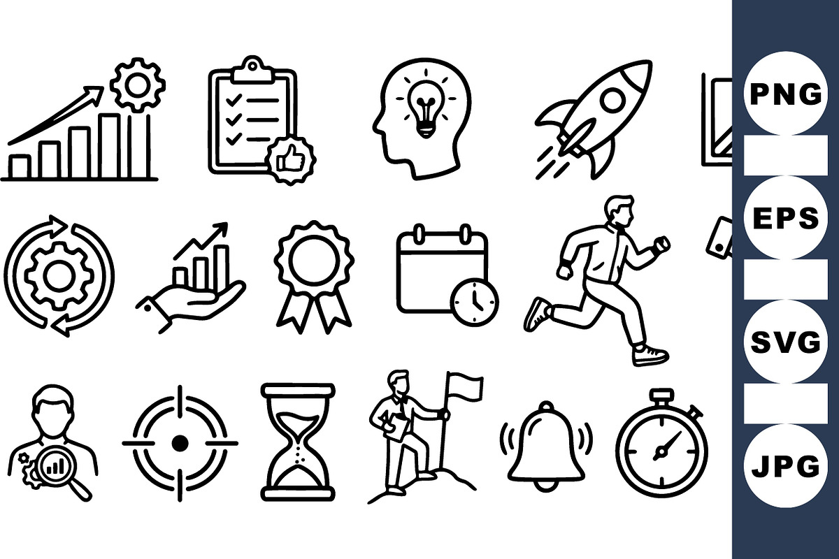 Business Productivity Icon Set, an Illustration by designvectx (Photo 1 of 3)