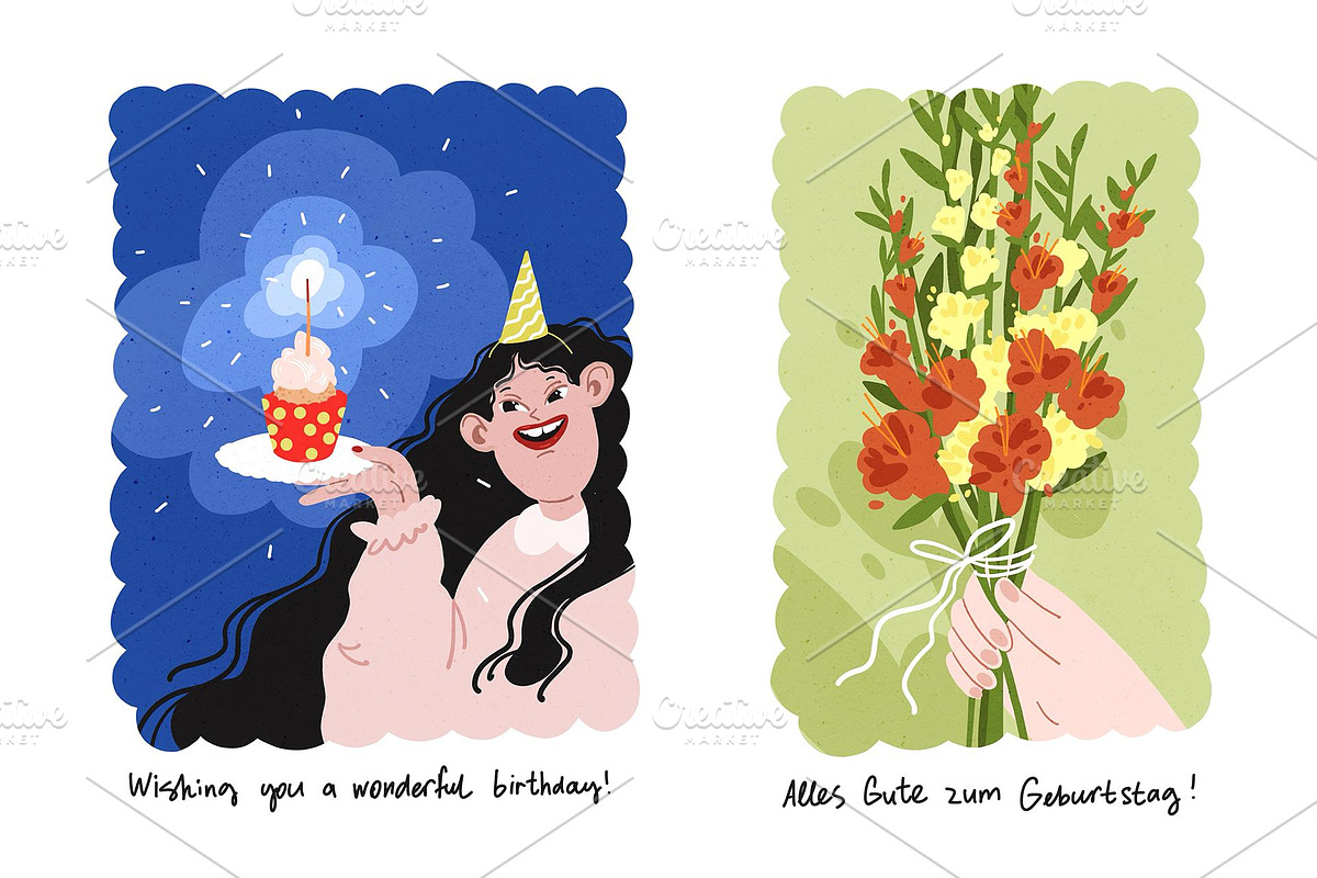 Aesthetic Birthday Cards ENG/GER, a Decorative Illustration by Schumacher Shop (Photo 13 of 18)