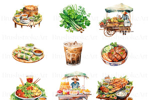 Watercolor Vietnamese Food Clipart