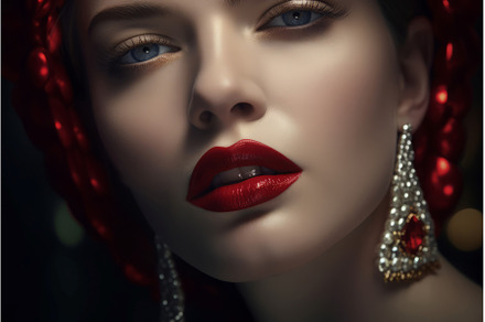 Woman sexy red lips diamond, a Beauty & Fashion Photo by Ylivdesign