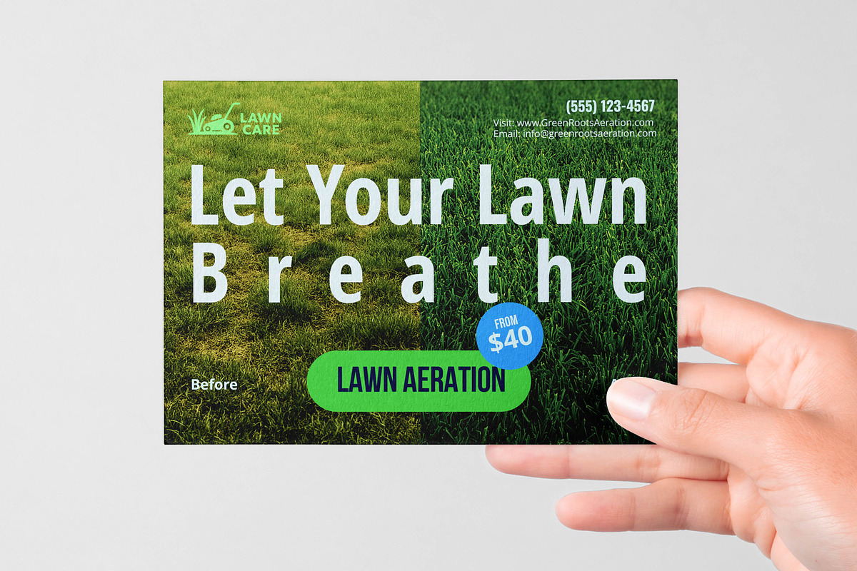 Editable Lawn Aeration PSD Leaflet, a Card Template by Trot (Photo 1 of 4)